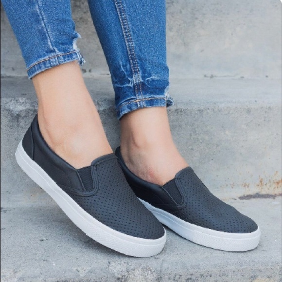 Shoes - New black/ white slip ons